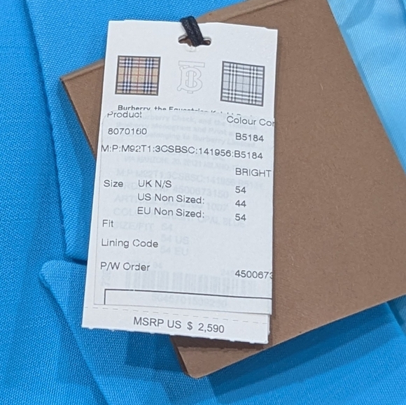 $2590 Mens BURBERRY Wool Tailored Jacket Blazer Bright Opal Blue 54 US 44 - Picture 10 of 10